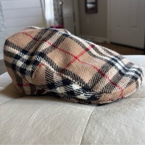 Burberry Tan and Black Newsboy Hat-